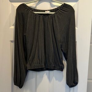 Sundry Black Cropped Peasant Top